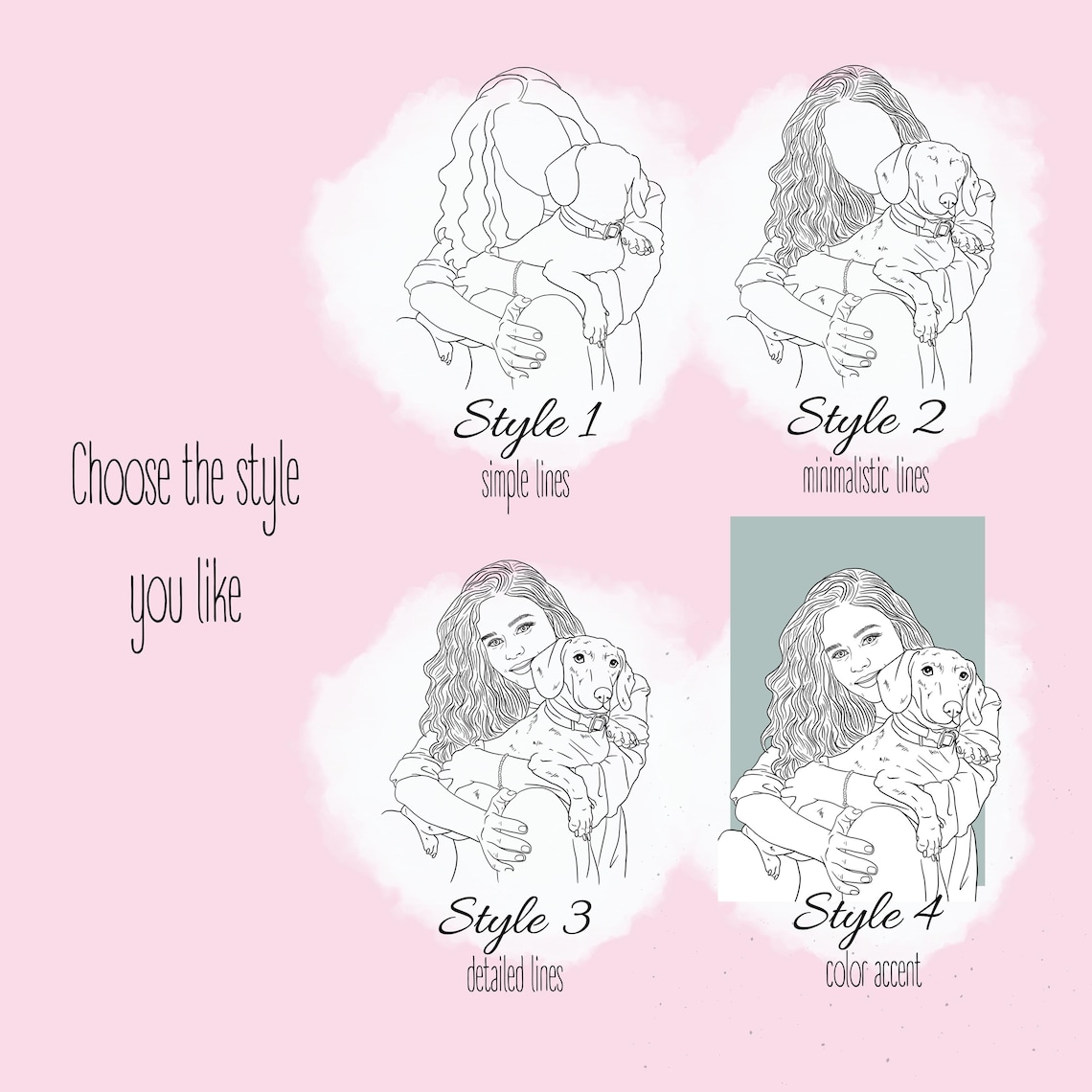 Custom Personalized Faceless Dog Mom Dachshund Line Drawing Poster - Image 3
