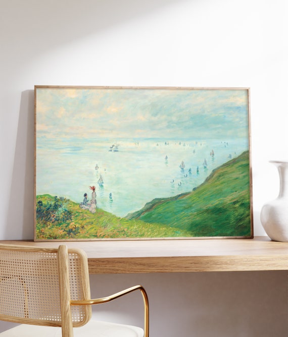Monet Cliffs At Pourville Landscape Poster Nature Inspired Scenic View Gallery Wall Art Print Calming Stylish Decor Relaxing Art Gift