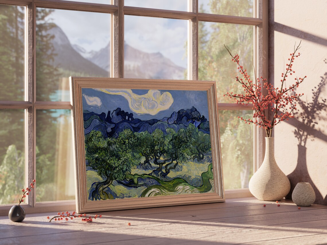 Vincent Van Gogh The Olive Trees Blue Mountains Swirling Impressionist Poster - Image 3