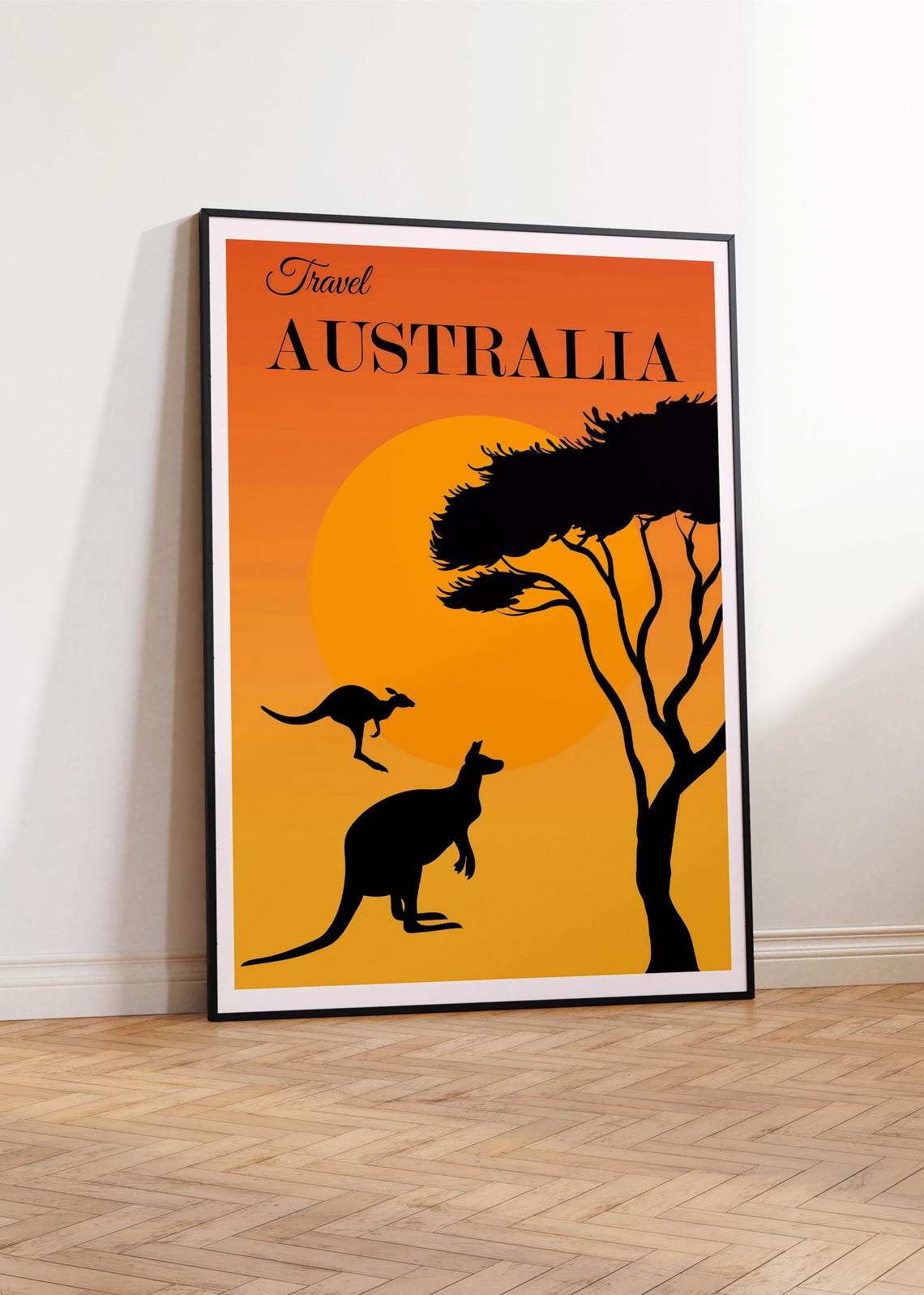 Australia Minimalist Travel Poster Kangaroo Silhouette Sunset Outback - Image 4