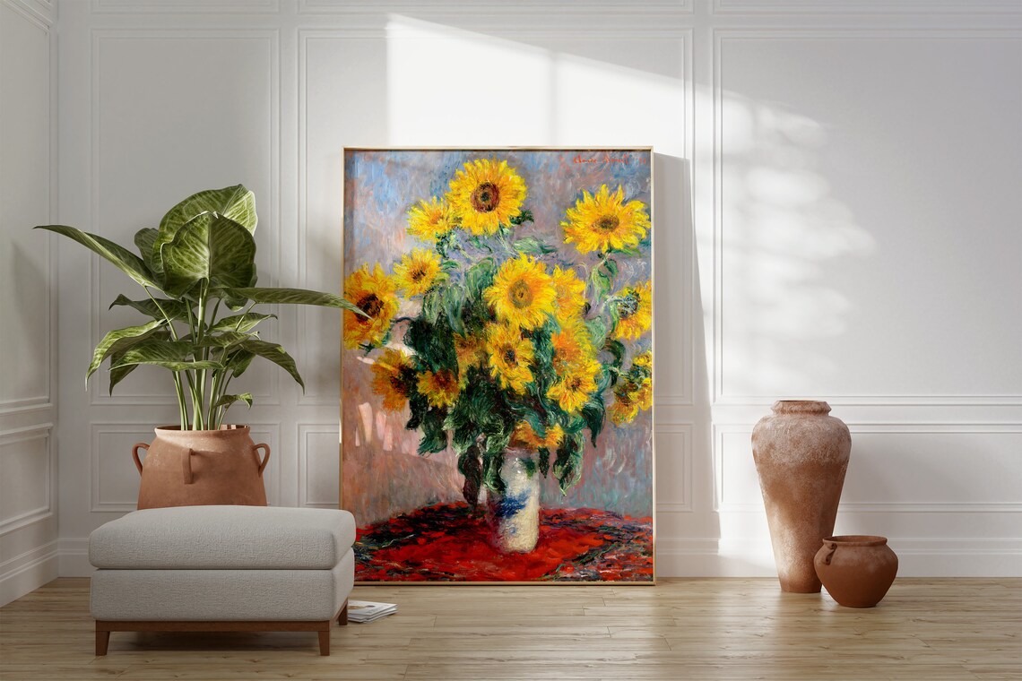 Claude Monet Bouquet Of Sunflowers 1881 Impressionist Floral Still Life Poster - Image 2