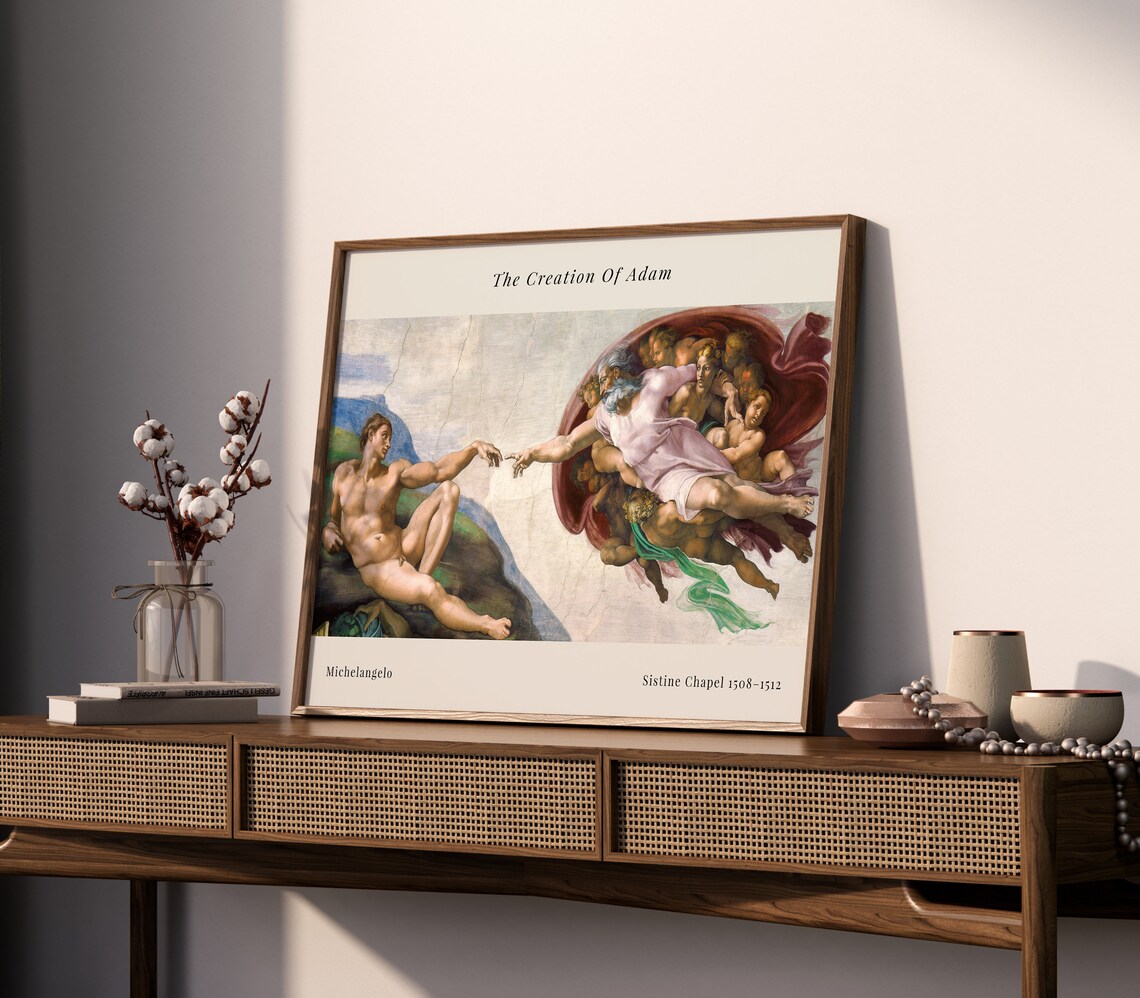 The Creation Of Adam Art Print, Sistine Chapel - Image 2
