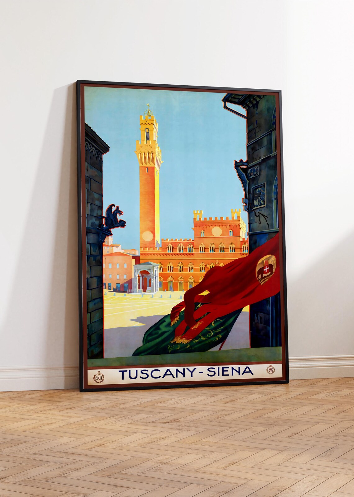 Siena Tuscany Italy Travel Poster Torre Del Mangia Piazza Del Campo - Image 3
