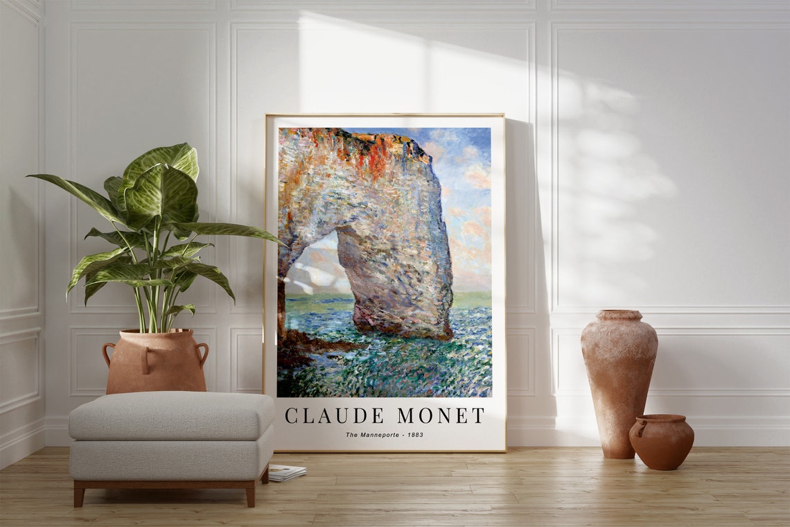 Monet The Manneporte 1883 Etretat Cliff Sea Arch Impressionist Print - Image 3