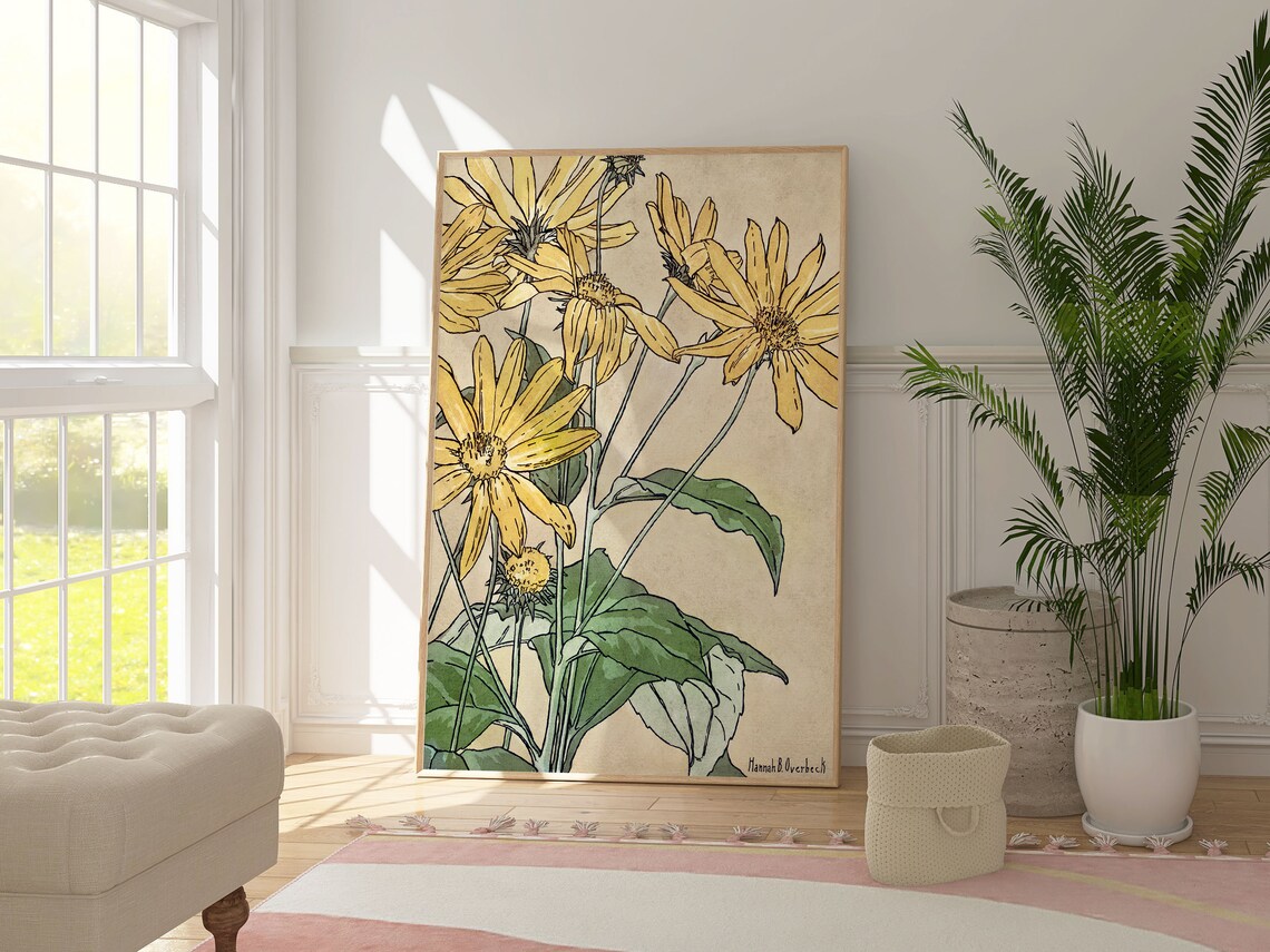 Sunflower Vintage Poster, Retro Floral Art Print - Image 3