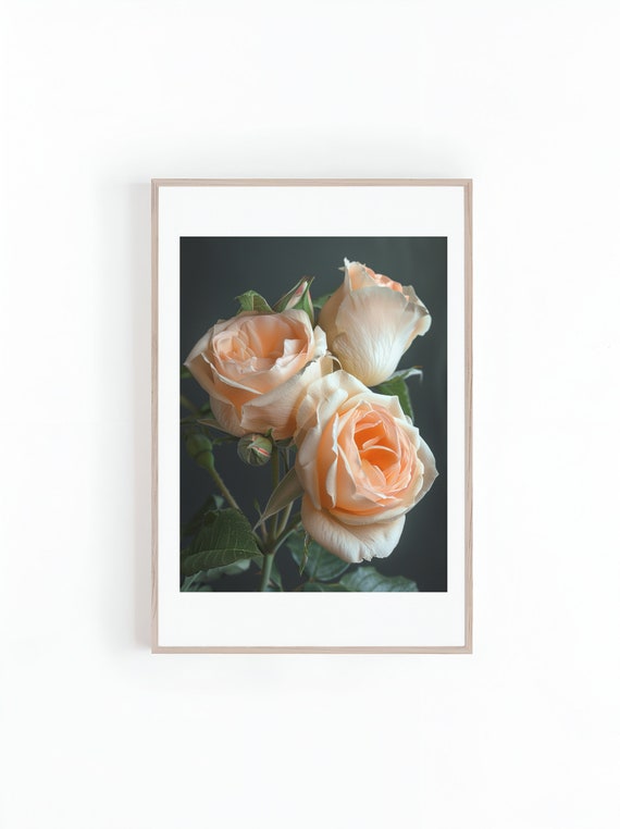 White Rose Bouquet Floral Art Print for Walls
