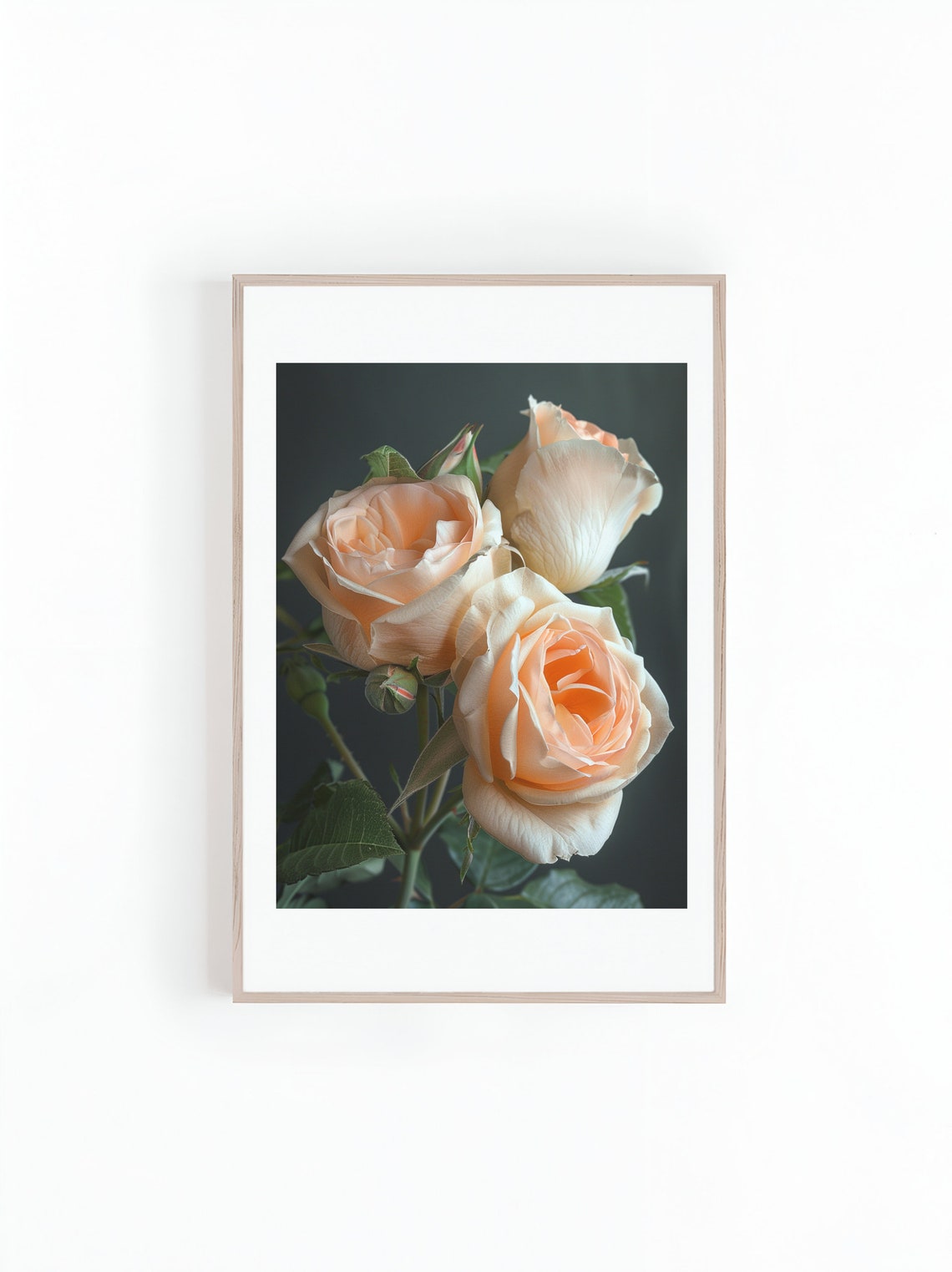 White Rose Bouquet Floral Art Print for Walls