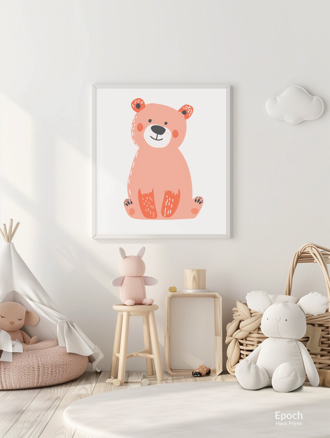 Pink Bear Nursery Art Print, Gender Neutral - Image 3
