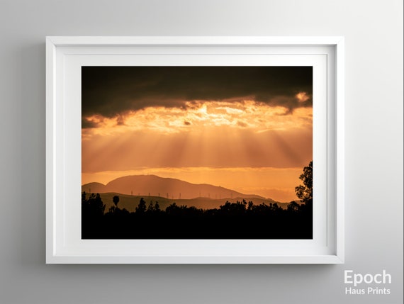 Beautiful Sunset Over Mountains, Landscape Art Print