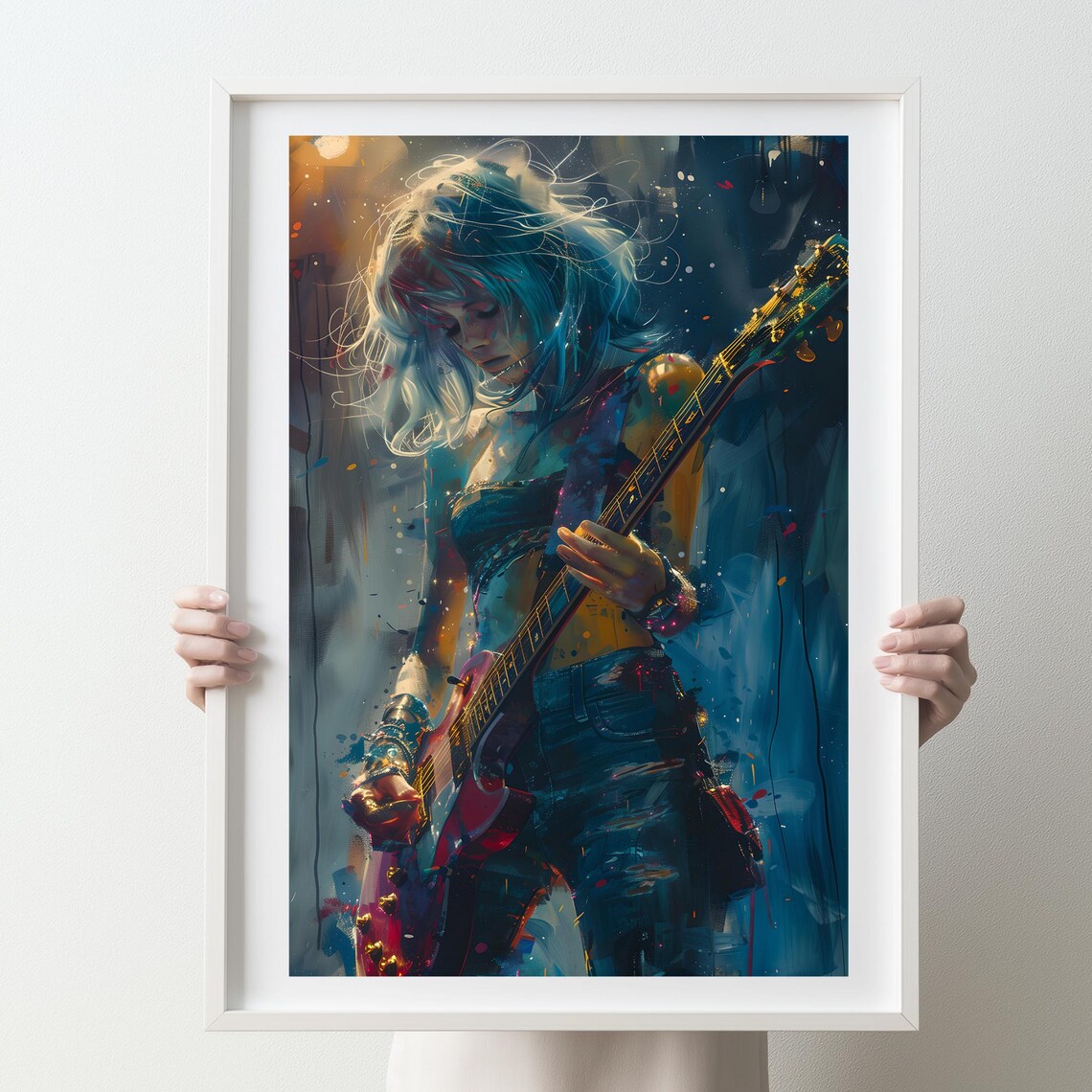 Electric Solitude Female Rock Guitarist Concert Music Art Poster
