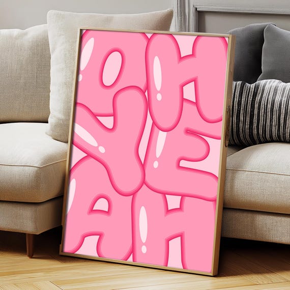 Oh Yeah Print Typography Poster Trendy Wall Art Instant Cute Apartment Decor Quote