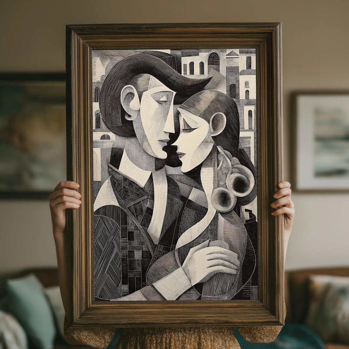 Cubic Lovers Art Illustration Print Instant Wall Home Decor