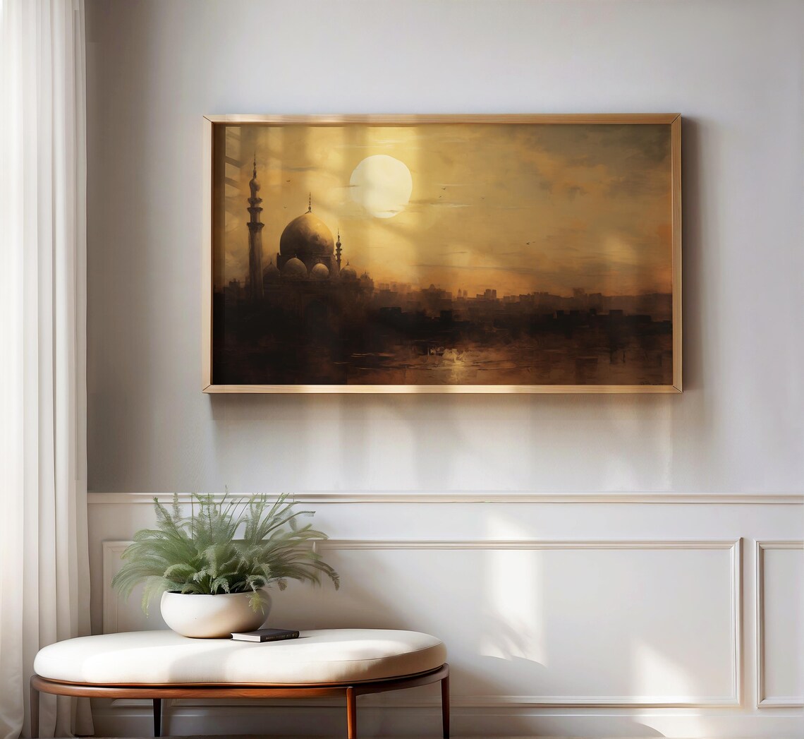 Mosque Sunset Cityscape, Minimal Ramadan Art Print - Image 3