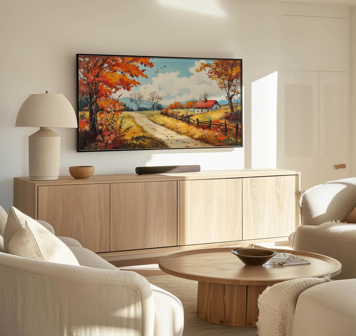 Frame Tv Cottage Art Art For Frame Tvs Country Scene Tv Art Rustic Vintage Tv Art Fall Art Paletta Prints - Image 3