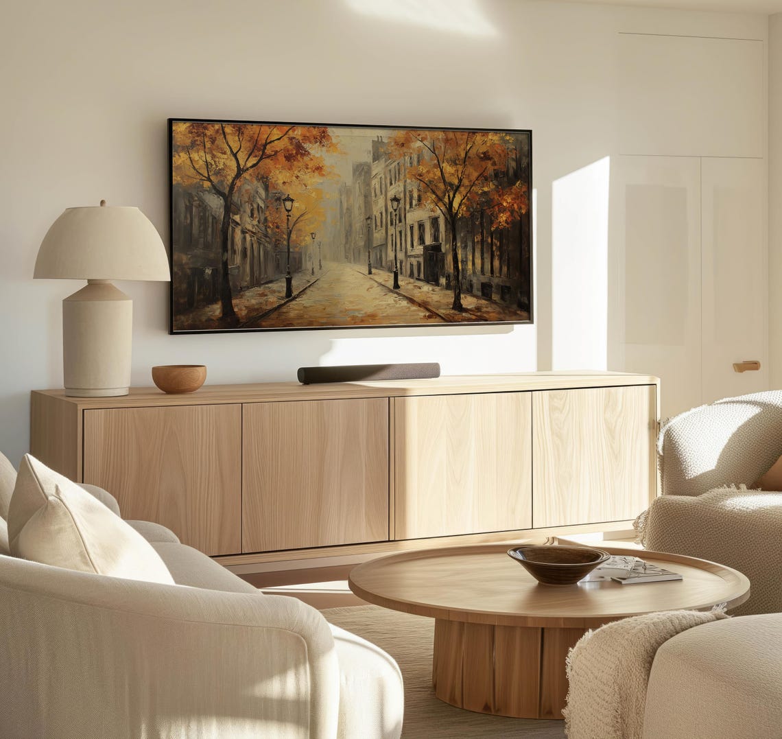 Frame Tv Serene Fall City Art Art For Frame Tvs Rustic Moody Seasonal Tv Art Scenic Vintage Tv Art Paletta Prints - Image 3