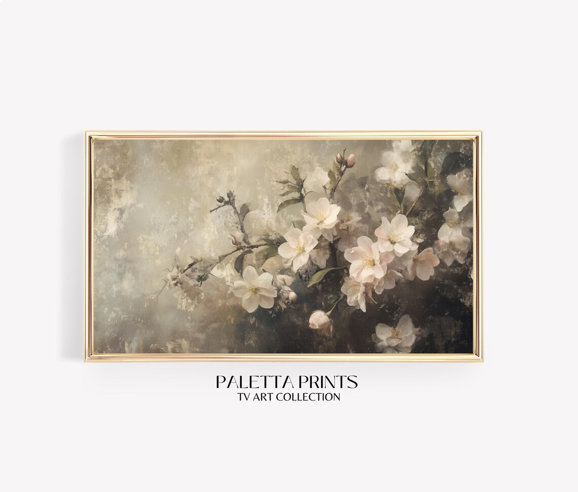 Elegant White Blossom Branches Soft Floral Still Life Painting Poster