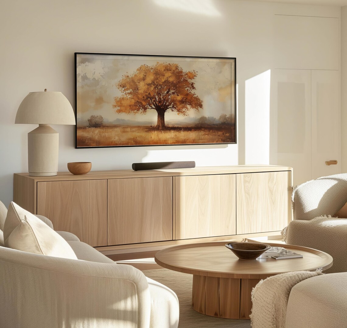 Golden Autumn Tree Vintage Oil Painting Fall Countryside Scene Poster - Image 3