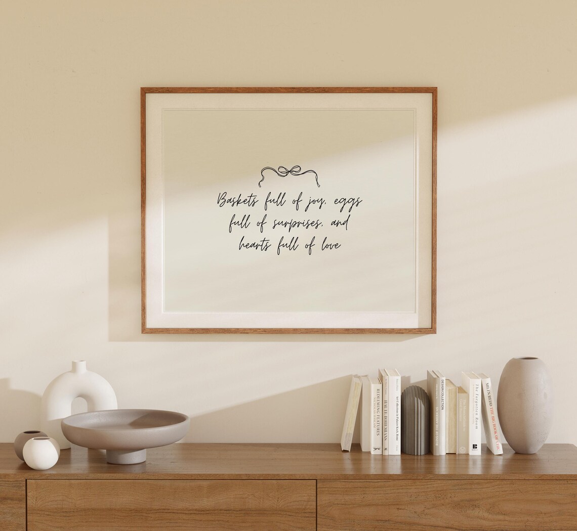 Easter Quote Wall Art Spring Typography Ribbon Festive Holiday Home Decor Artwork Simple Minimal Art For Easters - Image 3
