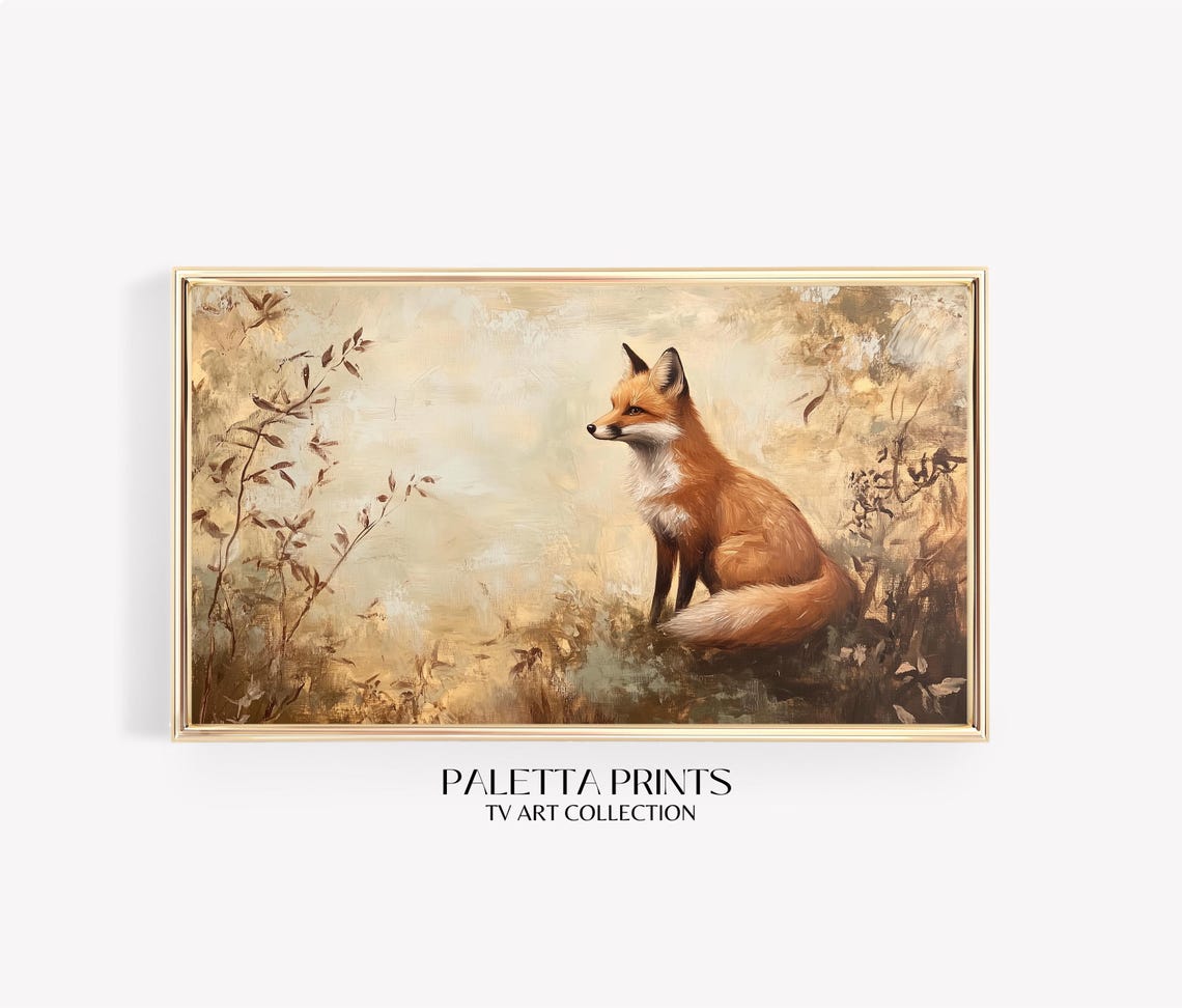 Red Fox Seated Misty Meadow Soft Light Wildlife Autumn Art Poster