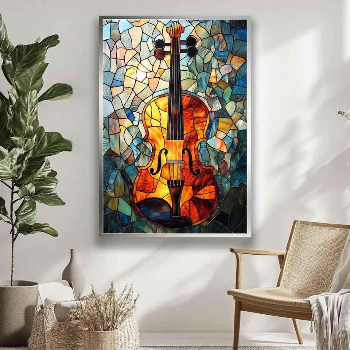 Violin Cubism Mosaic Art Print for Music Rooms - Image 4