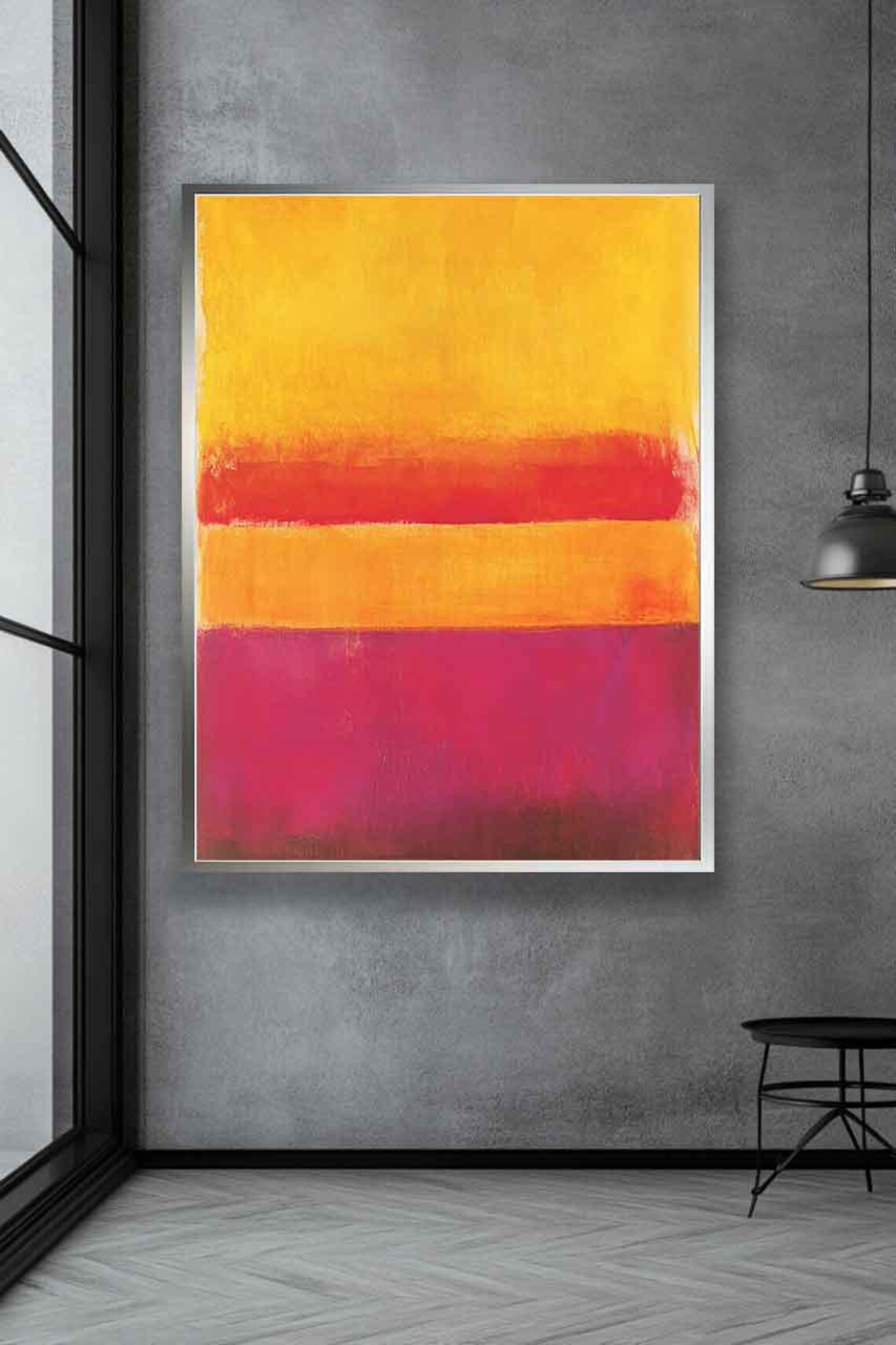 Golden Yellow Red and Magenta Striped Bands Color Field Art Poster - Image 3