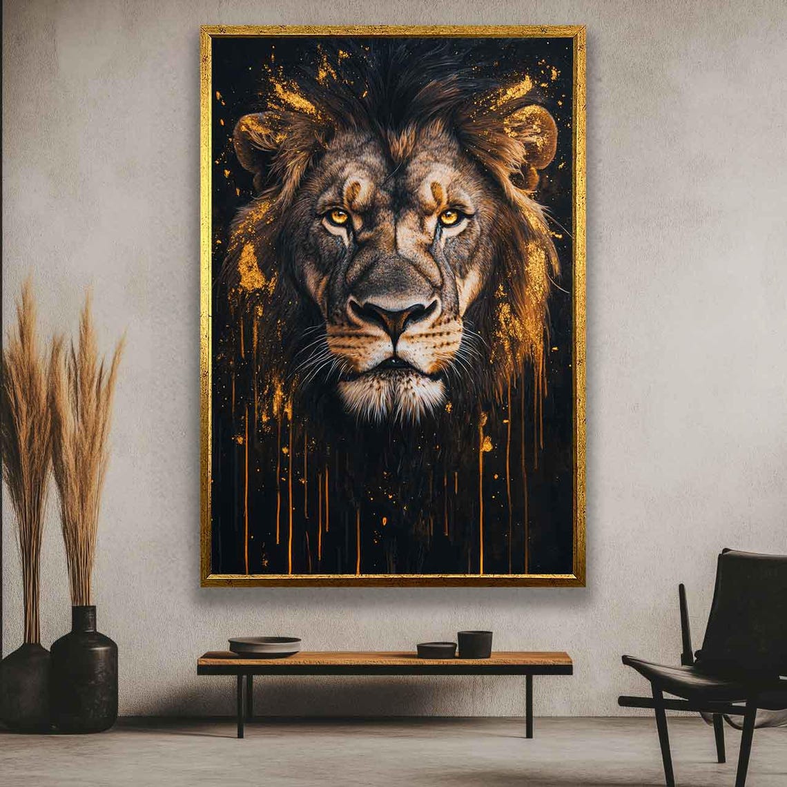 Lion Painting King Lion Portrait Modern Lion Painting Wildlife Art King Lion Print Minimalist Safari Wall Art - Image 4