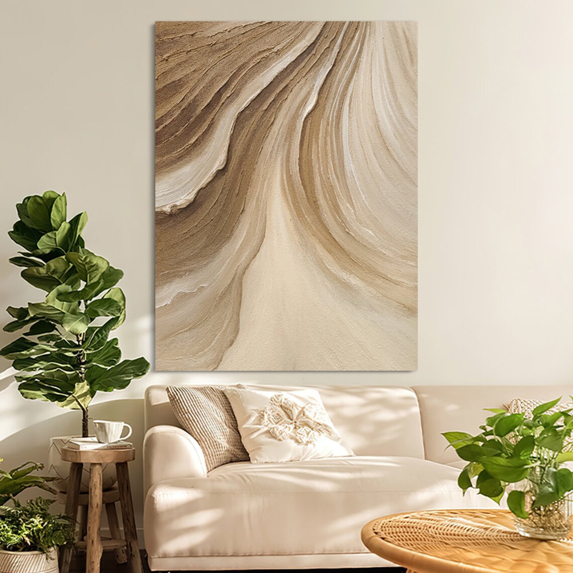 Time River Wabi Sabi Boho Brown Abstract Minimalist Art Print - Image 3