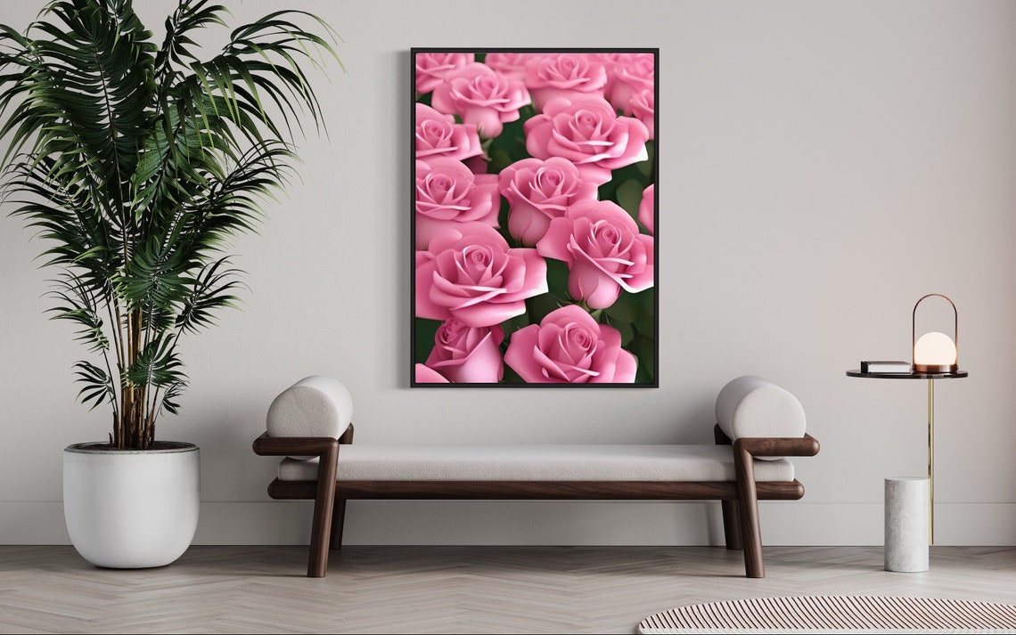 Soft Pink Roses Close Up Photography Art Poster in Romantic Bloom - Image 3