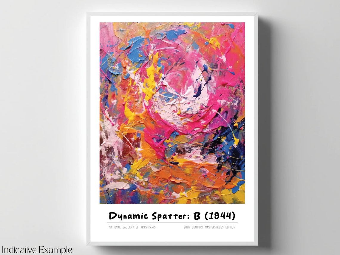 Dynamic Spatter B 1944 Pink Orange Textured Abstract Painting Poster - Image 4