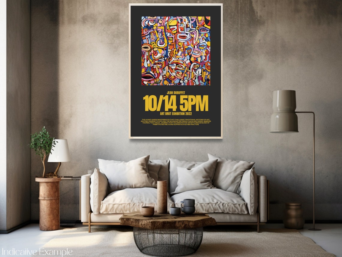 Jean Dubuffet Inspired Art Brut Chaotic Faces Exhibition Poster - Image 3
