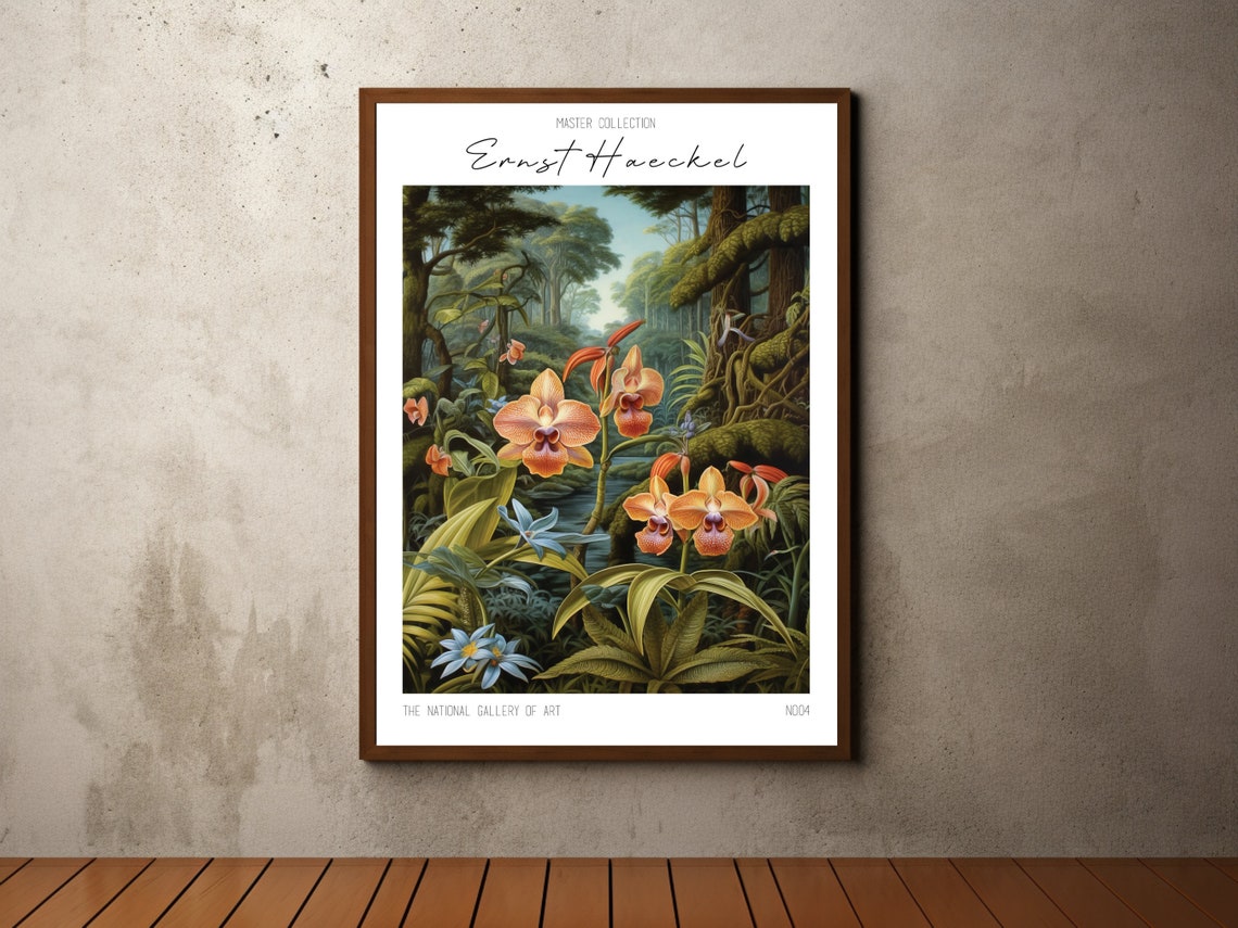 Ernst Haeckel Inspired Golden Jungle Orchids Tropical Bloom Poster