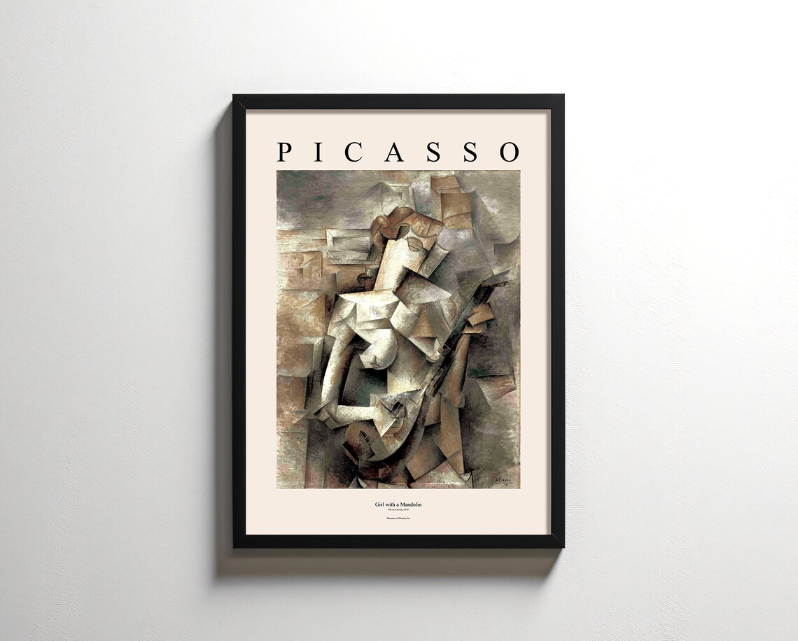 Picasso Girl With A Mandolin Cubist Painting Famous Museum Art Poster - Image 3