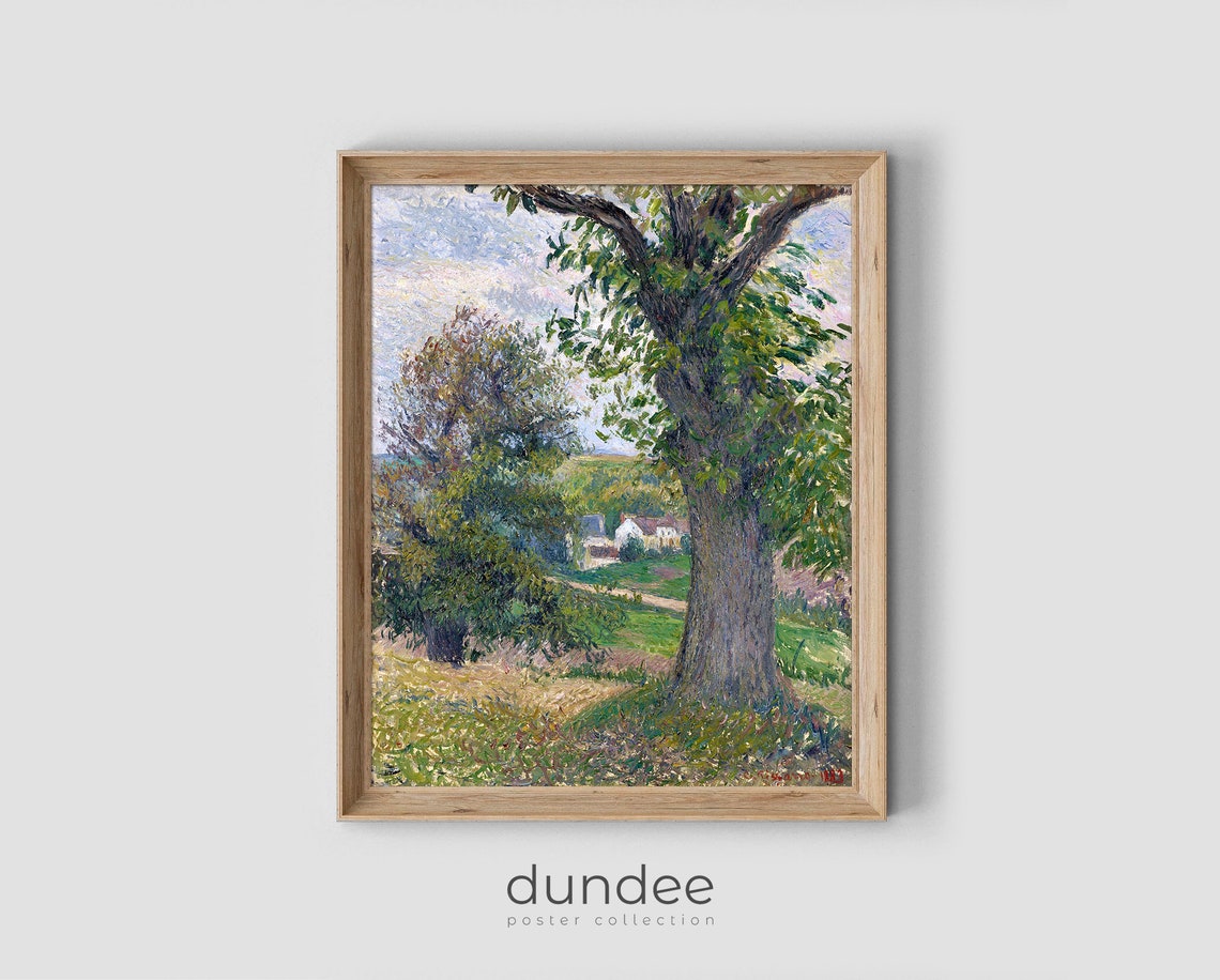 Chestnut Tree Village Path Impressionist Landscape Painting Poster