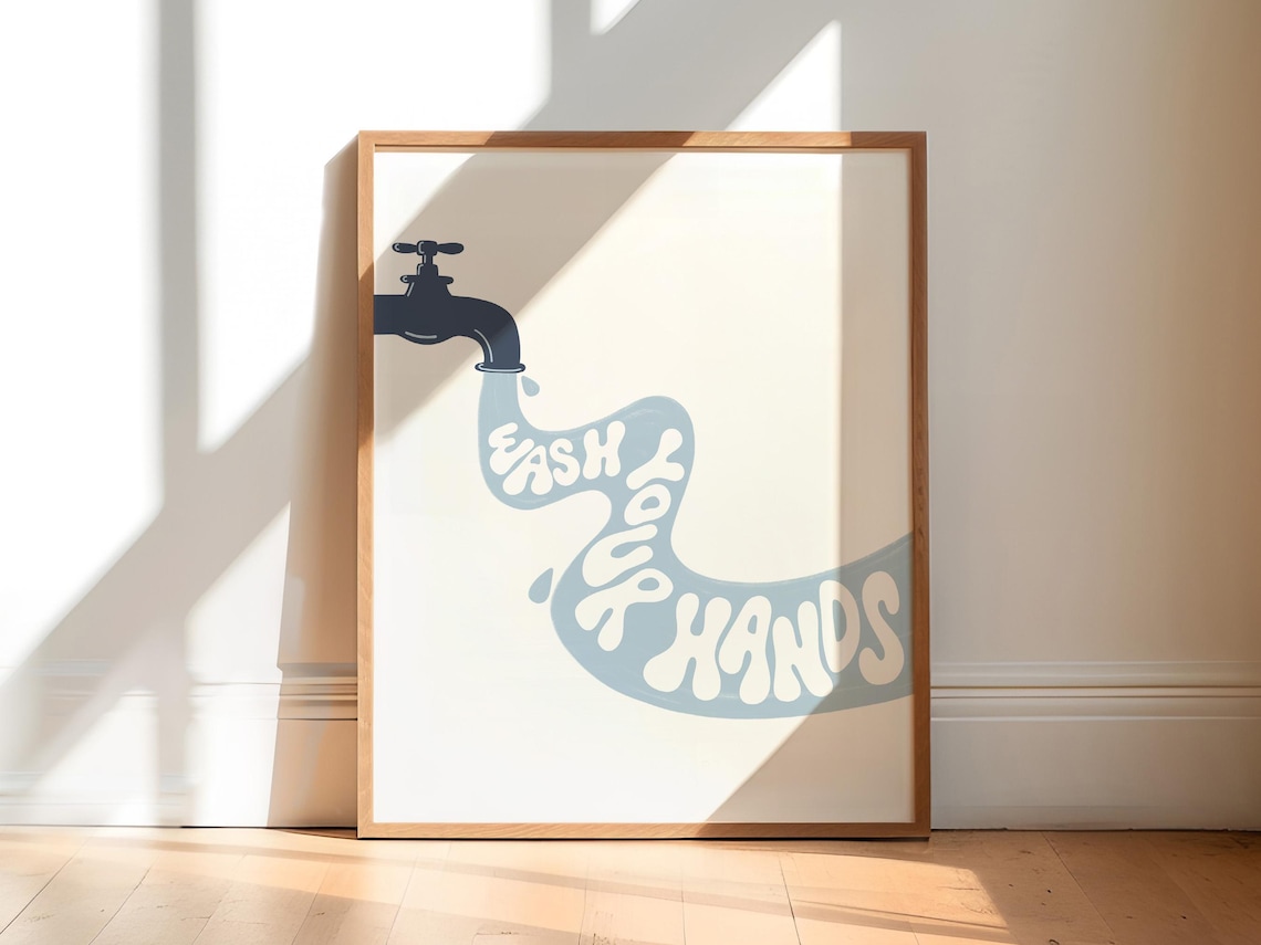 Wash Your Hands Funny Bathroom Art Print, Quirky Decor