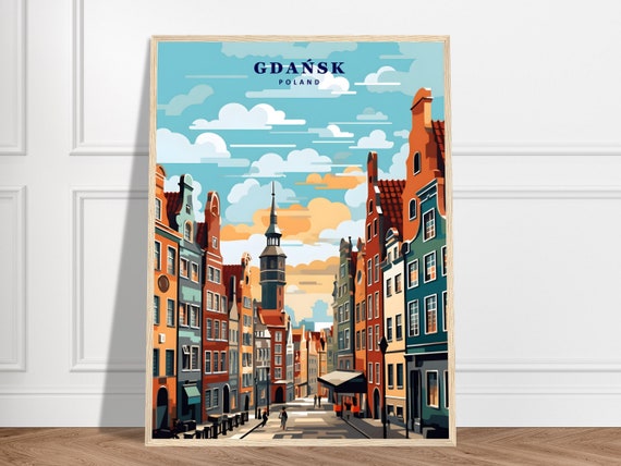 Gdask Travel Print Poland Collection City Art Baltic Sea Streets Of Skyline Framed Wall