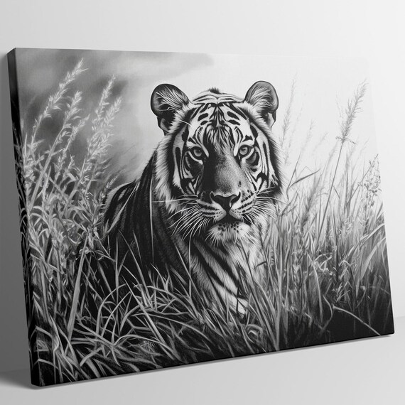 Tiger Portrait, Vintage Jungle Wall Art