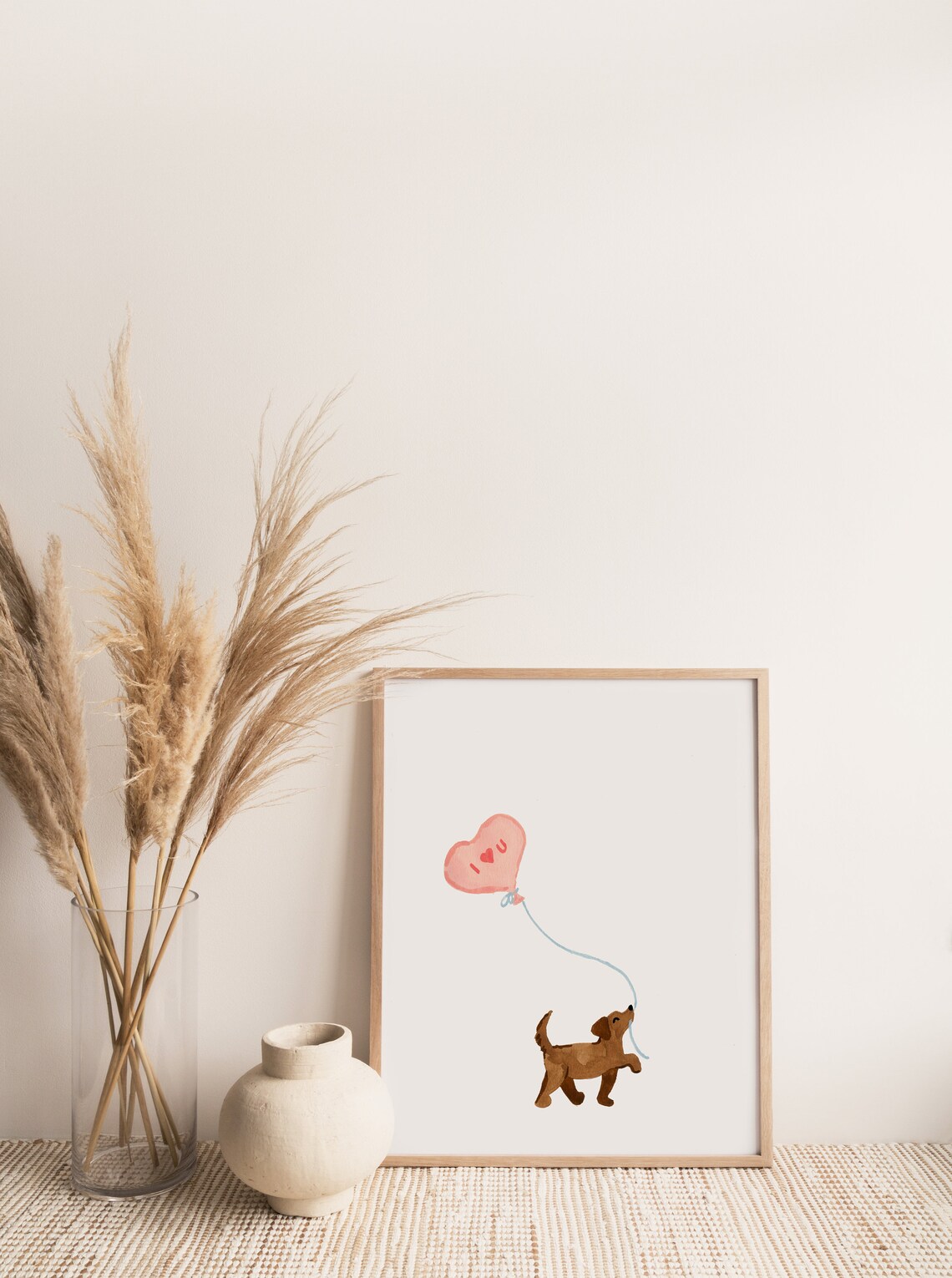 Cute Dachshund Valentine Watercolor Art Print - Image 3