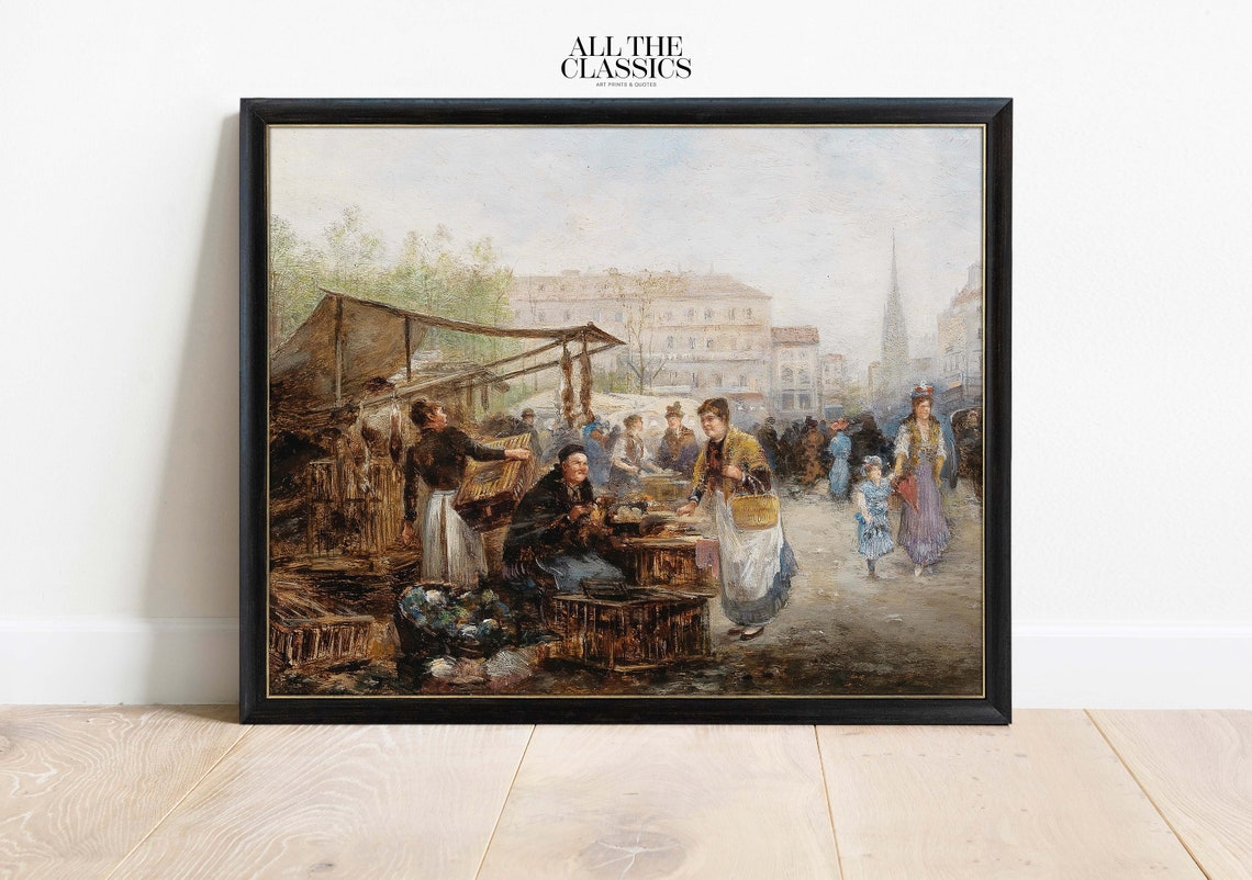 Emil Barbarini A Market Scene In Vienna Street Vendors Poster - Image 3