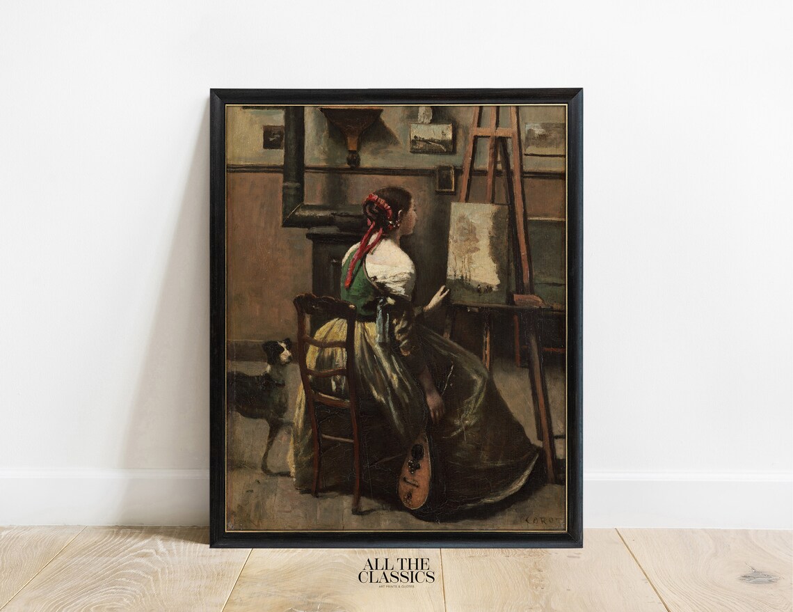 Jean Baptiste Camille Corot Woman Seated Before An Easel Poster - Image 3
