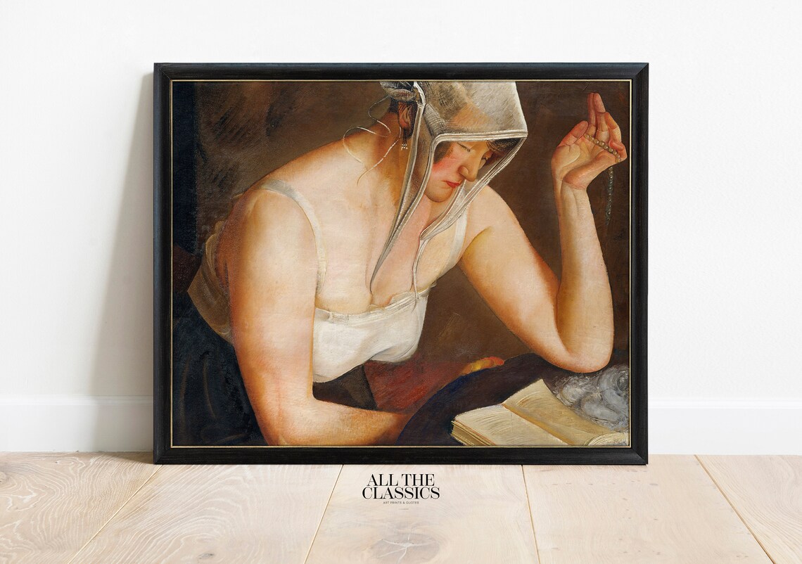 Boris Grigoriev Woman Reading Veiled Figure Realist Portrait Poster - Image 3