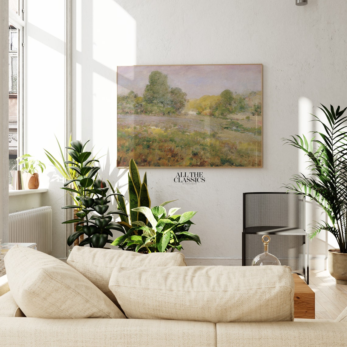 Wildflower Meadow With Tall Tree Impressionist Painting Poster - Image 3