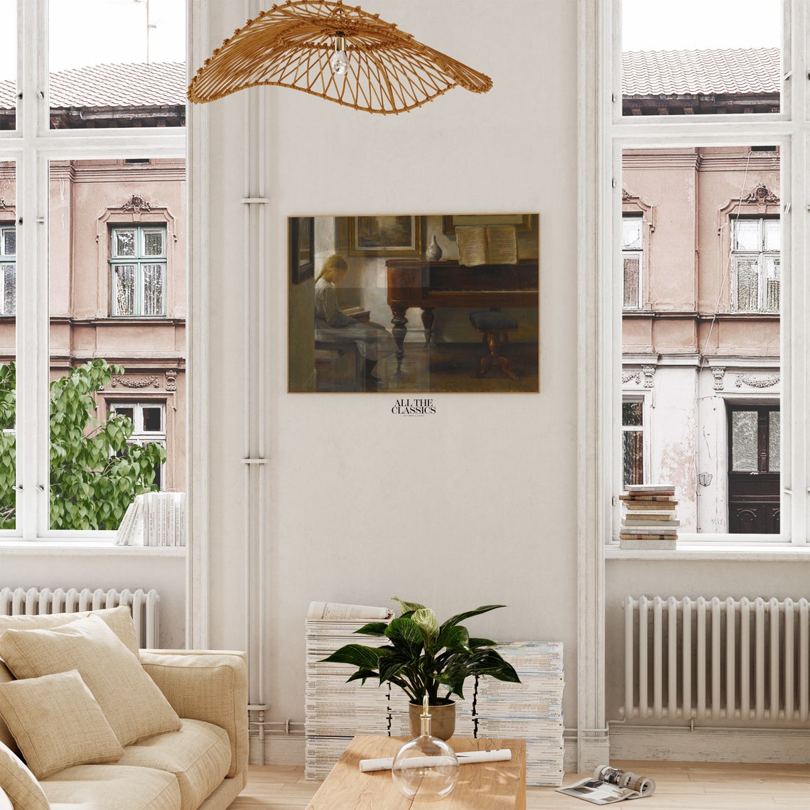 Young Girl Reading Beside a Piano in a Quiet Interior Poster - Image 2