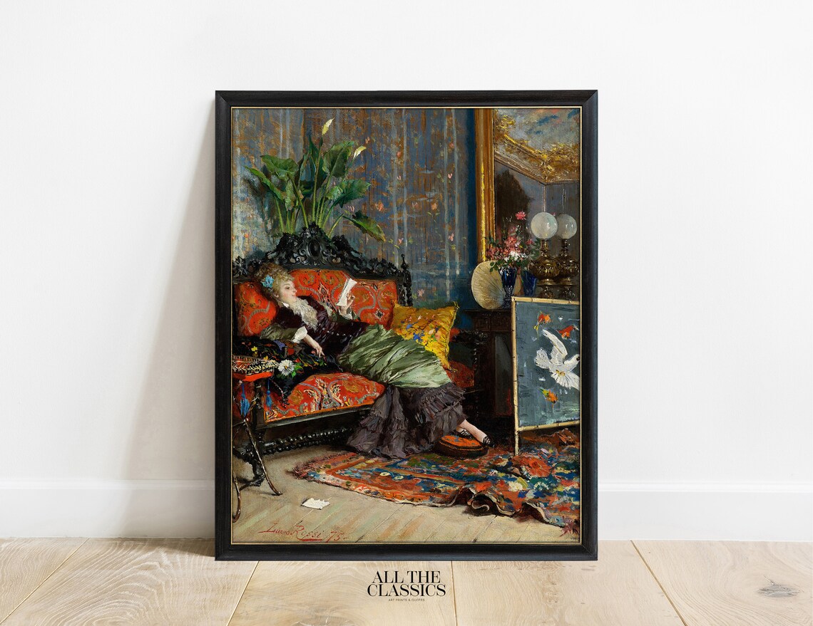 Elegant Victorian Woman Reclining Parlor Vintage Female Portrait Print - Image 3