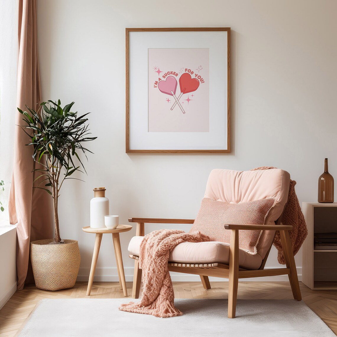 Im A Sucker For You Heart Lollipop Valentine Pink Quote Wall Art - Image 3