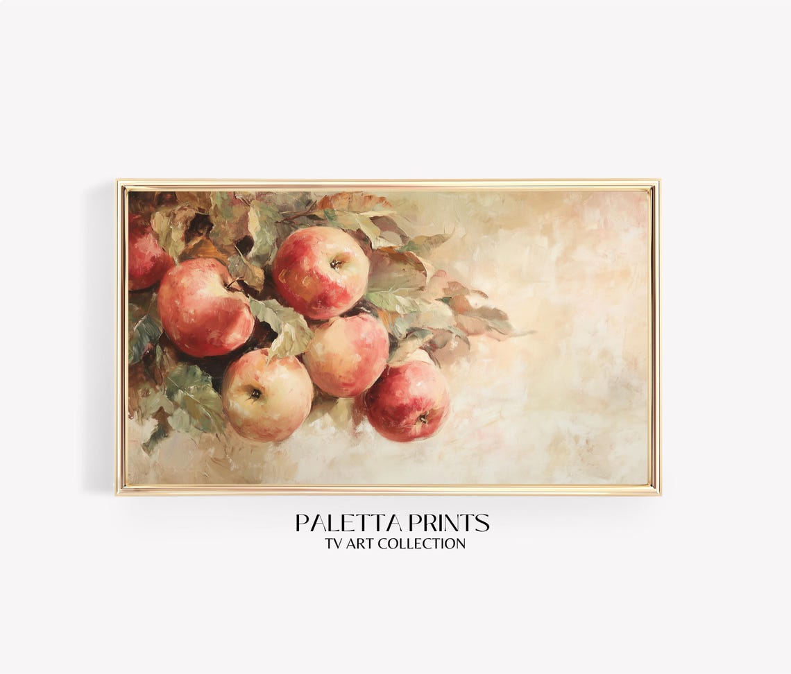 Vintage Apple Still Life Red Apples Leaves Rustic Farmhouse Poster