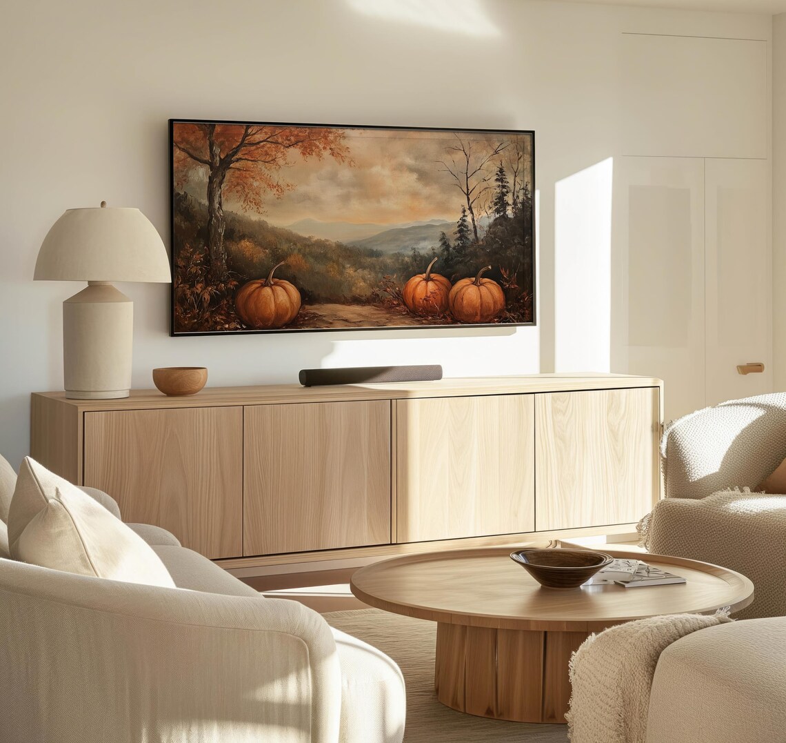 Pumpkins On Mountain Ridge Golden Hour Autumn Harvest Still Life Wall Art - Image 3