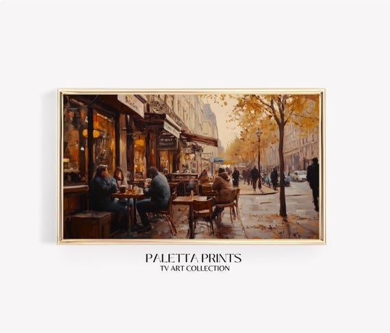Frame Tv Bustling Cafe Art Art For Frame Tvs Warm Cozy Moody Seasonal Tv Art Scenic Vintage Tv Art Paletta Prints