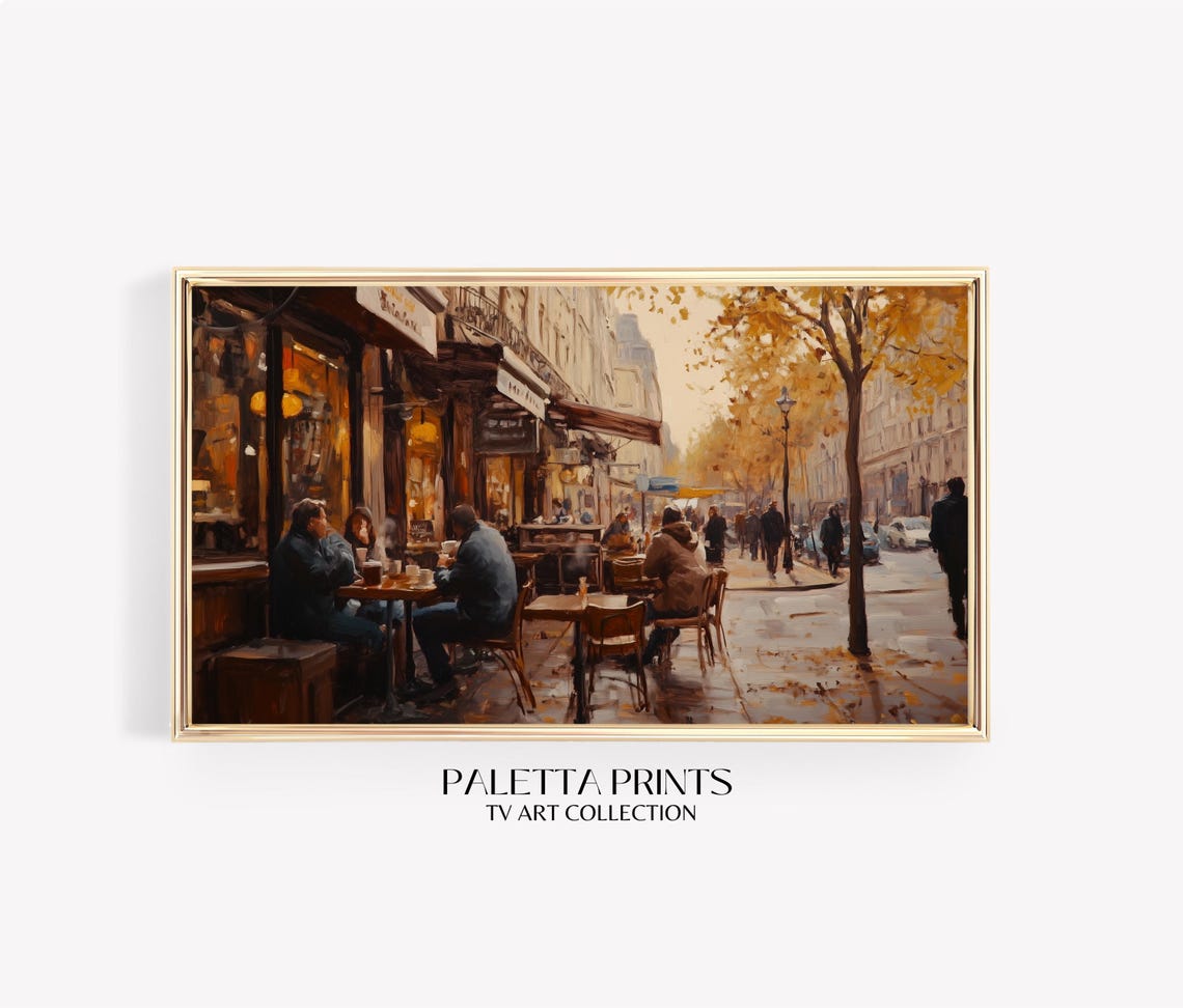 Frame Tv Bustling Cafe Art Art For Frame Tvs Warm Cozy Moody Seasonal Tv Art Scenic Vintage Tv Art Paletta Prints