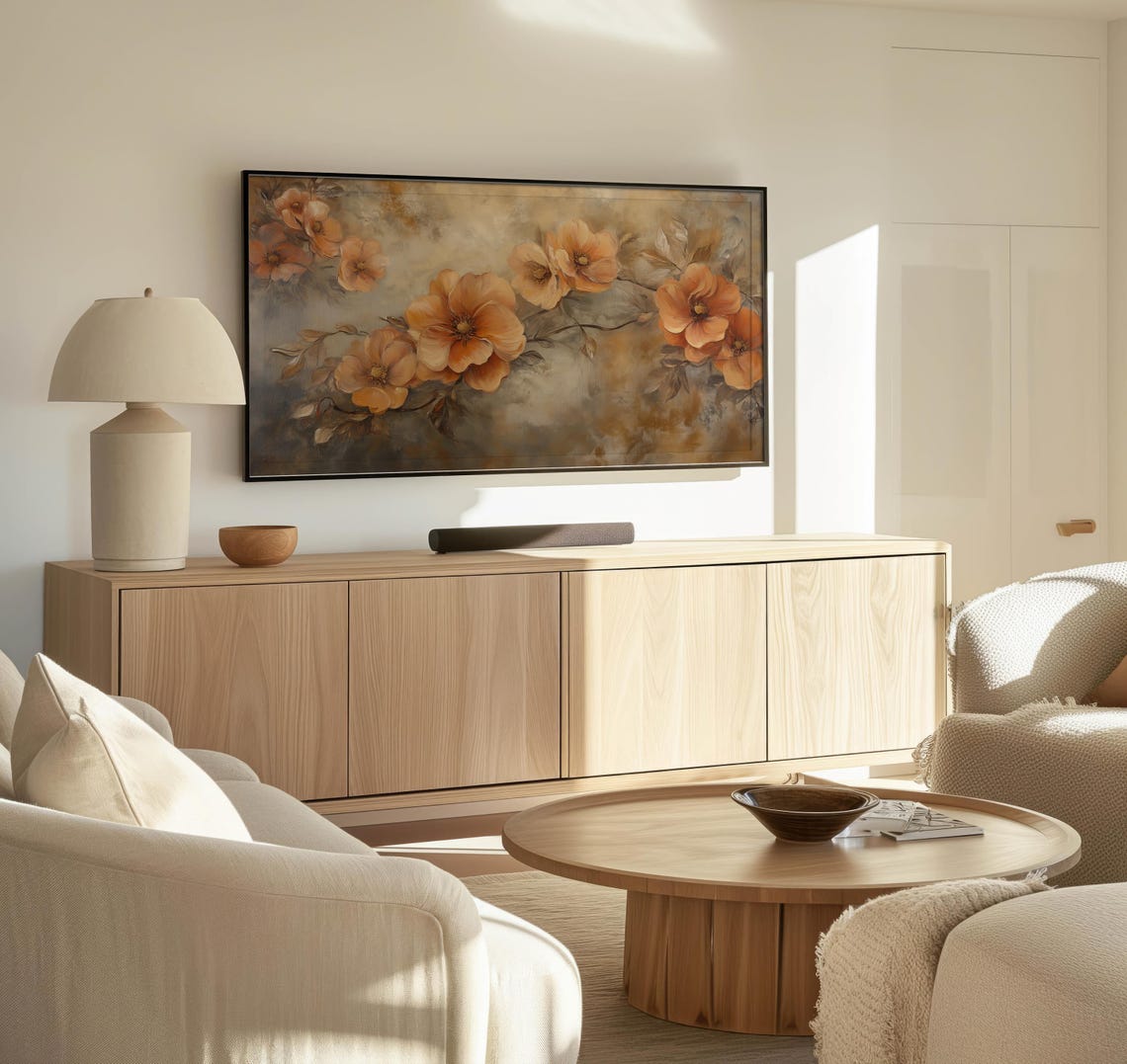 Frame Tv Moody Floral Art Art For Frame Tvs Flower Bloom Tv Art Rustic Golden Tv Art Fall Art Paletta Prints - Image 3