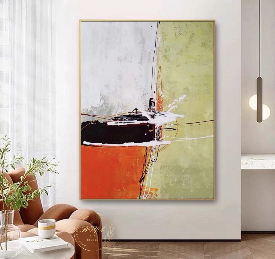 Minimalist Orange and Green Abstract Graphic Composition Poster - Image 3